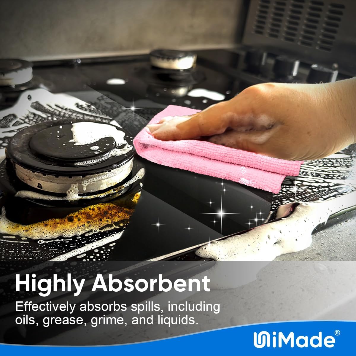 Shop Towel Rags, 10 Pack Reusable Shop Rags Bulk Microfiber Cleaning Cloth Lint Free Cleaning Towels for Car Kitchen Automotive Bar Mechanic Restaurant Garage, 11.5"x 11.5", Pink