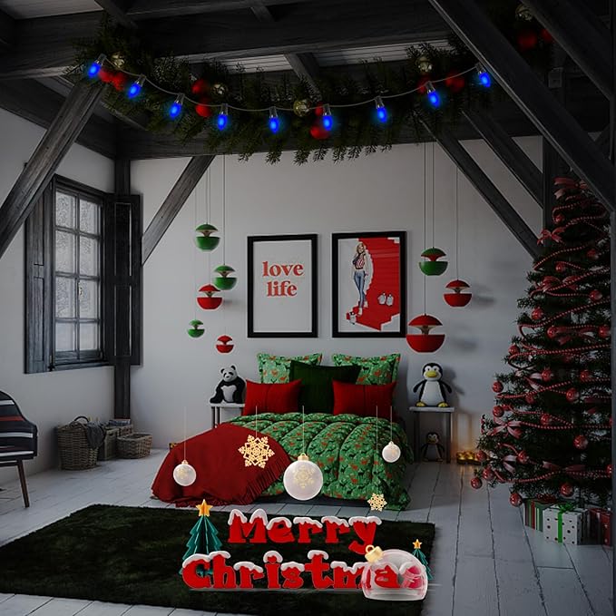 25 Pack C9 Christmas Replacement Light Bulbs, Blue Ceramic Bulbs C9 Vintage Christmas Light for Outdoor Patio Indoor String Lights, C9/E17 Intermediate Base, 7 Watts Night Light, 120 Volt-Bule