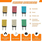 Auto Reset Fuse E71 E77 car ATM Low Profile Mini Blade Style Automatic Circuit Breaker T1 14V DC 5A 10A 15A 20A 25A 30A Boat Marine RV Car Truc（6 pcs Mixed）