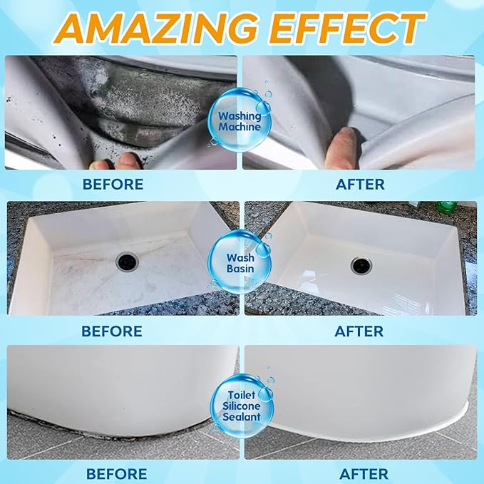 Mold Stain Remover Gel, Washing Machine Gasket Cleaner for Front Loader Washer Rubber Seal Home Stain Removal Gel for Grout, Caulk, Refrigerator, Shower, Bathtub, Bathroom Cleaning Solution (8 Fl Oz)