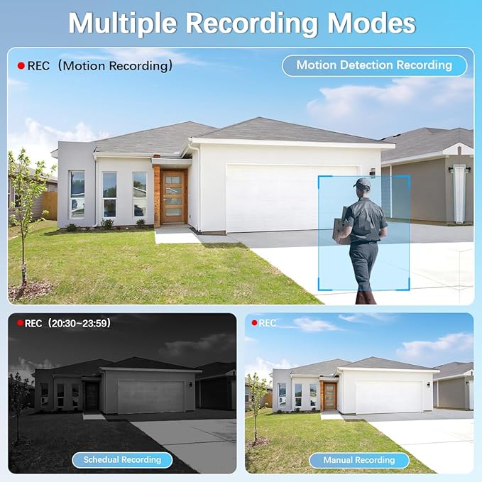 【122° Wide-Angle】 Outdoor Wired Security Camera System, Home Video Surveillance Systems, CCTV Cameras for Home, DVR Surveillance Kits