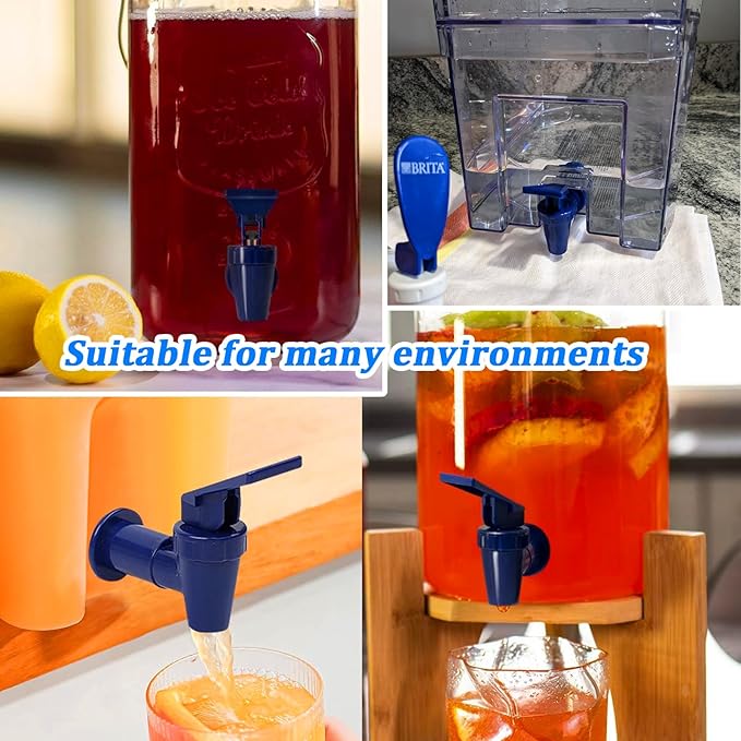 Replacement Cooler Faucet Water Bottle Jug,Water Dispenser Tap Set,BPA-Free Plastic Spigot Spout Water Beverage Lever Pour Dispenser Valve,Water Crock Tap (4 Blue)