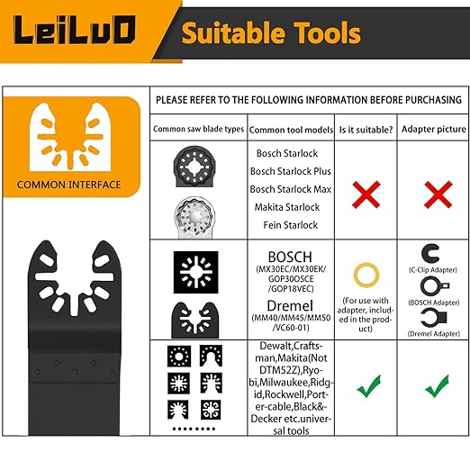 LEILUO 4Pcs Black Large Size Diamond Oscillating Multi Tool Blades for Grout Removal tool, Alloy tool Cleaning Mortar Fit DeWalt Milwaukee Makita Ryobi and More