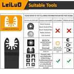 LEILUO 4Pcs Black Large Size Diamond Oscillating Multi Tool Blades for Grout Removal tool, Alloy tool Cleaning Mortar Fit DeWalt Milwaukee Makita Ryobi and More