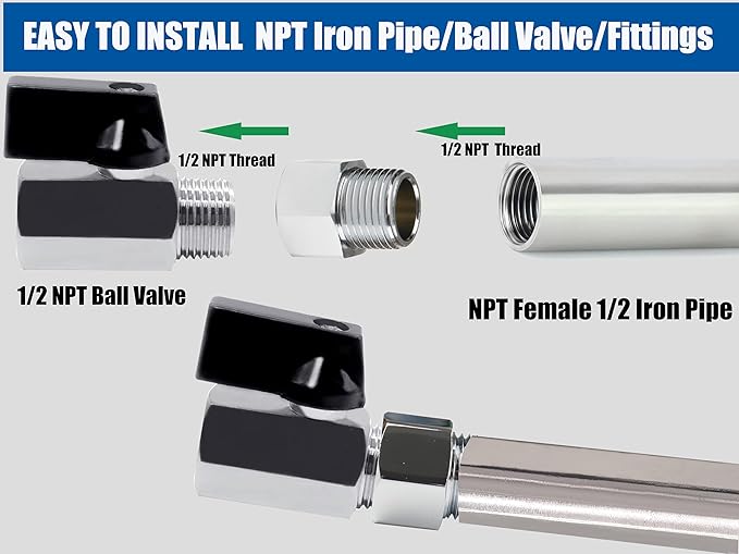 WHK 4-Pack Brass Pipe Fittings - 1/2 Inch Male/Female NPT Reducer Adapter with Chrome Finish