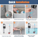 Universal Toilet Fill Valve Replacement Kit, Toilet Repair Kit Inside Tank, Height Adjustable & Water-Saving, Quiet & Anti-Siphon, Easy to Install (3-Pack)