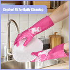 4 Pairs Rubber dishwashing gloves, Kitchen gloves for washing dishes, Household cleaning gloves Reusable XL Blue+Pink+Yellow+Red