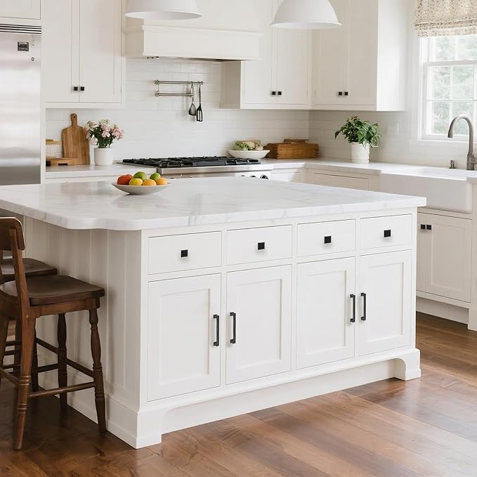 3 Pack 6.3 Inch(160mm) Hole Center Matte Black Modern Cabinet Pulls Kitchen Cabinet Handles Kitchen Cabinet Hardware Timeless Drawer Pulls for Dresser Cupboard Wardrobe, M-Black(6.3x3)