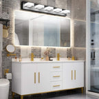 Ralbay Modern Black Bathroom Lighting Fixtures 5 Lights Adjustable Acrylic Vanity Lights Fixtures Modern LED Matte Black Bathroom Vanity Lights Over Mirror(Natural White Light)