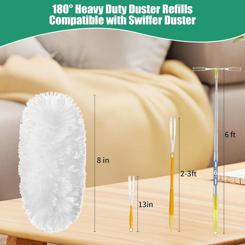 30 Count Electrostatic Duster Refills Compatible with Swiffer Duster, Multi-Surface Dusting Refills, Microfibre Feather Dusters for Cleaning, White Unscented