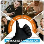 6 mil Disposable Nitrile Gloves, Heavy Duty Disposable Glove, Cooking Gloves, Latex Free, Powder Free (Black of 100, X-Large)