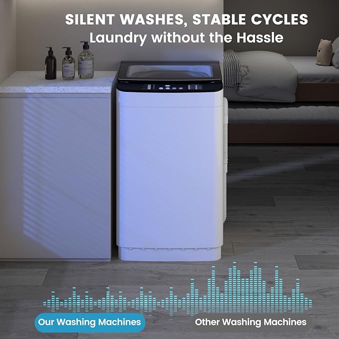 Zynkez 25lbs Portable Washing Machine, Fully Automatic Washing Machine with LED Display, 10 Wash Cycles, 26 Mins Quick Wash, 24H Delay Start, Clothes Washer with Drain Pump for Apartment, RV, Camp