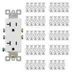 ELEGRP Glossy White Decorator Electrical Wall Outlet Receptacle, 20A 125V Standard Outlets, 2 Pole 3 Wire, Non-Tamper Resistant, NEMA 5-20R, Self-Grounding Wall Outlet, UL Listed, 50 Pack