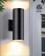 SHIMR Modern Outdoor Wall Lights Dusk to Dawn, Up and Down Light with LED Bulbs Include, Cylinder Matte Black Outdoor Sconce Lights Exterior Lighting Fixtures for House Porch Garage [ETL Listed]