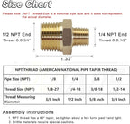 KOOTANS 1/2 NPT Male x 1/4 NPT Male Solid Brass Nipples, Heavy Brass Pipe Adapter Fittings Hex Reducing Nipples Connectors 4Pieces
