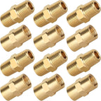 KOOTANS 12pcs Brass Pipe Fitting, NPT Hex Nipple, Coupling, 1/8" x 1/8" NPT Male Pipe, 1/8" x 1/8" NPT Female Pipe Fittings Set (6 Nipple & 6 Coupling)