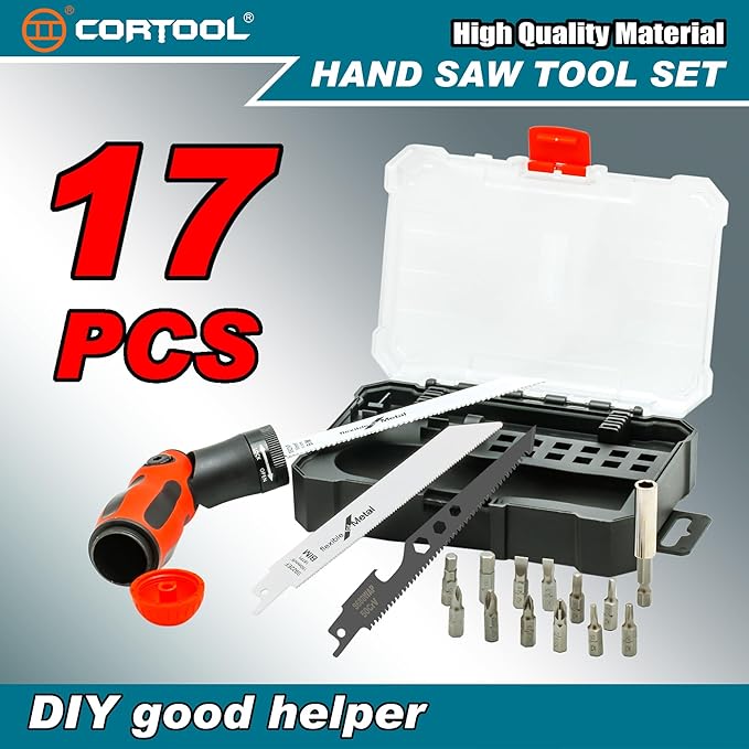 Multi Blades Hand Saw, Small Hand Saw Tool Set for Cutting Wood, Drywall, Plywood, Plastic, Soft Metal for DIY Crafts in Portable Storage Case with Screwdriver Bits