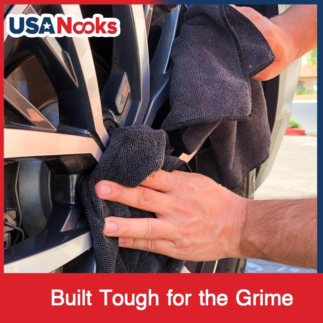 USANOOKS Microfiber Cleaning Cloth - 12Pcs 12.5x12.5 inch High Performance - 1200 Washes, Ultra Absorbent Microfiber Towels for Cars Undercarriage, Rims and Engine Bay Cleaning -Microfiber Cloth