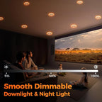 24 Pack 3 Inch Led Recessed Lights with Night Light, Canless Ultra Thin Wafer Soffit Recessed Lighting Downlight, Dimmable & 5 Color Temperature Selectable, 6W, ETL, White