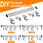 69'' Aluminum Alloy Garden Tool Organizer Wall Mount Garage Organizers and Storage with Hooks Tool Hangers for Shed Hooks for Shovel, Rake, Broom & More