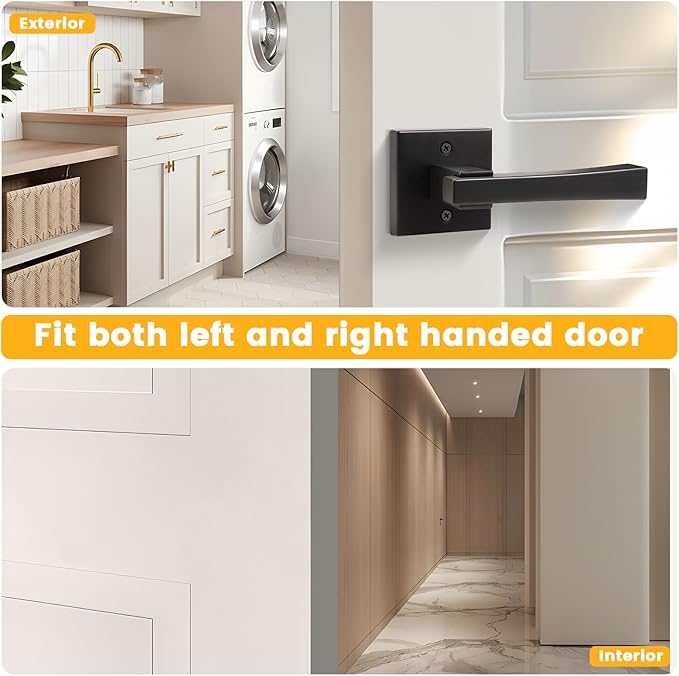 knobelite 1 Pack Dummy Door Handles,Matte Black Square Door Levers,Non-Turing Single Side Knob Pull for Closet French Doors