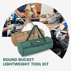 Tool Bag (2-Pack), Round Bucket tool bag organizer,Garden tool bag, Outer knitted lanyard, Heavy-Duty 1680D Oxford Fabric, for camping storage,Hiking,BBQ Tool Storage(by WMEEII)