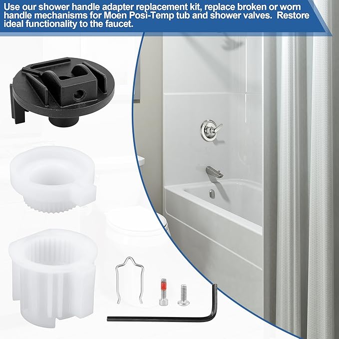116653 Shower Faucet Handle Adapter Kit Replacement for Moen Posi-Temp Handles, Replacement Parts Compatible with Moen Single Handle Tub/Shower Faucet Valve Cartridge