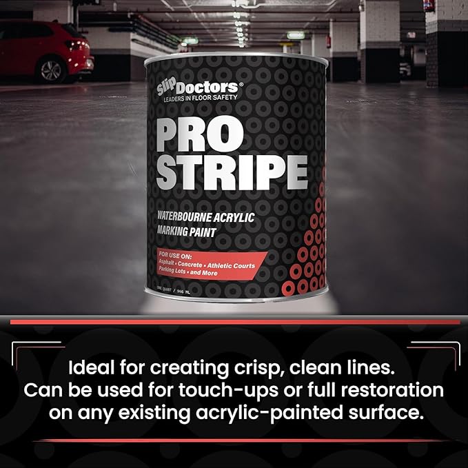 Pro Stripe Line Marking Paint – Courts, Parking Lots & Surface Restoration - (White, 1 Quart)