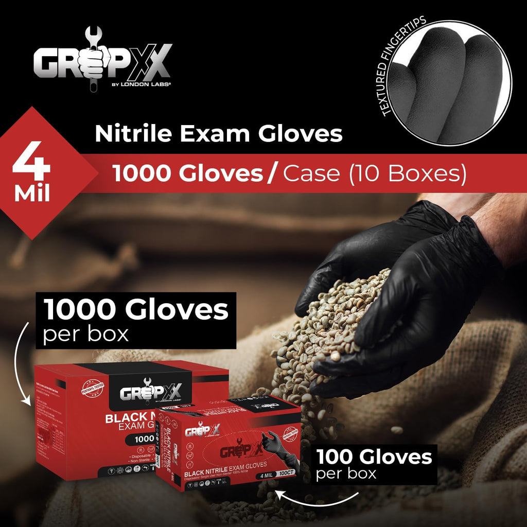 Black Nitrile Gloves Disposable Latex Free & Powder Free, 4 Mil Rubber Glove, Cleaning, Cooking, Mechanic(XS-XXL)