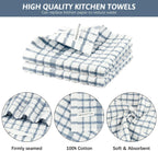 Nialnant 8PCS Dish Cloths,100% Cotton Soft Absorbent Cleaning Rags,Quick Drying Dish Towels for Kitchen,Washing Dishes-Blue Plaid+Yellow Plaid,12x12in