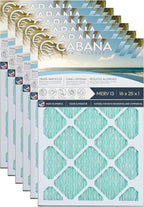 Cabana Filters 6-Pack 16x25x1 MERV 13 AC Furnace Air Filter for Home and Office - Indoor HVAC System Filtration Replacement, Captures Unwanted Particles