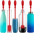 12.5" Silicone Bottle Brush & Straw Cleaner Brush Set | Water Bottle Cleaner for Hydro Flasks, Tumblers, Glassware, Vases and Narrow Neck Containers