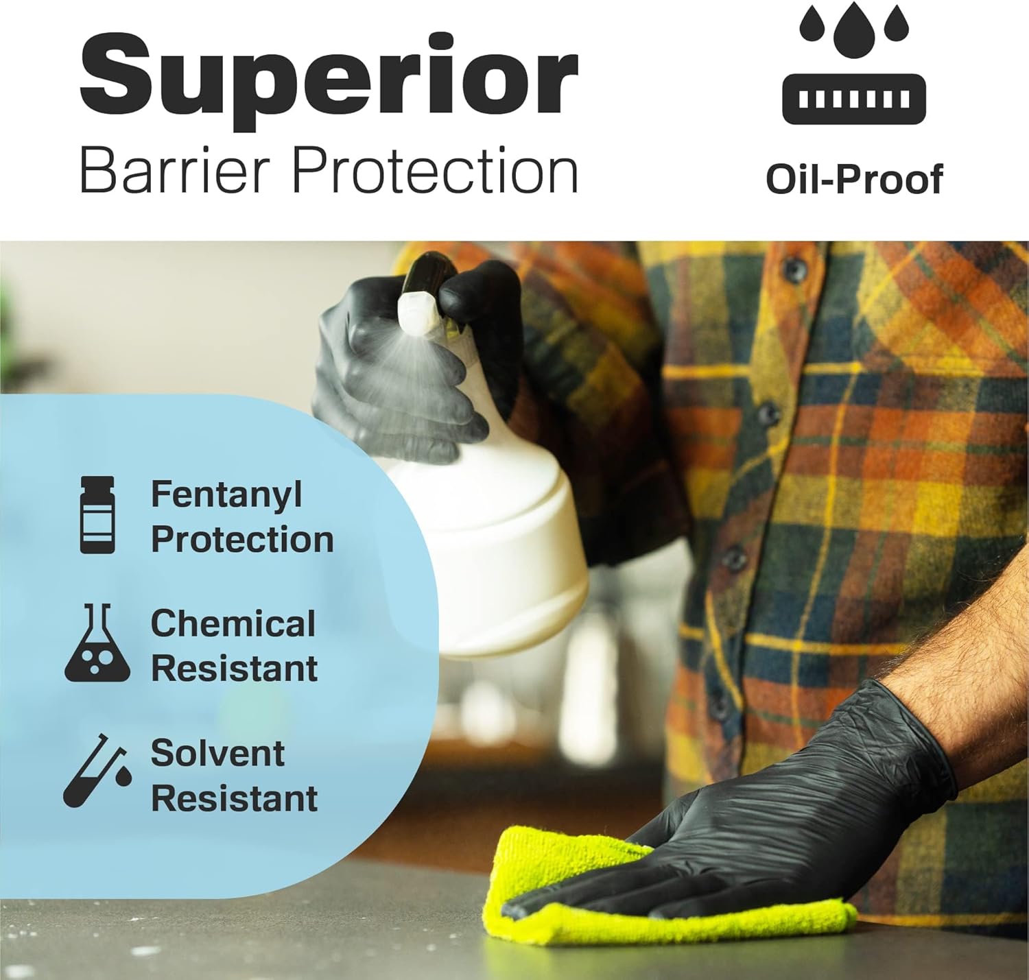 Raxwell Black Nitrile Gloves | Black Gloves Disposable Latex Free 4.5mil Powder Free, Food Safe Gloves, Cooking Gloves