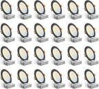 Amico 24 Pack 6 Inch Black 5CCT Ultra-Thin LED Recessed Ceiling Light with J-Box, 2700K/3000K/3500K/4000K/5000K Selectable, 12W Eqv 110W, Dimmable Canless Downlight, 1050LM High Brightness, ETL, FCC