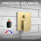 Lava Odoro Modern 3-Setting Square Shower and Tub Faucet Set with Shower Head and Handheld Sprayer Gold, Rainfall Shower System with Tub Spout, Shower Valve Trim Kit, Brushed Gold, SF103-SG-T