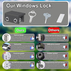 Window Locks,(10 Sets) Sliding Window Locks with Key,Window Locks Security for Up and Down Windows,Adjustable Aluminum Window Stopper,Easv to Install Vertical Window AC Unit Security Lock (Gray)
