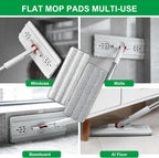 Flat Mop Pads, 3 Pack 13" X 4.9" Microfiber Mop Pad/Refill/Head, Mop Pads Washable Microfiber Squeeze Cleaning Mop Heads Replacement - White and Grey