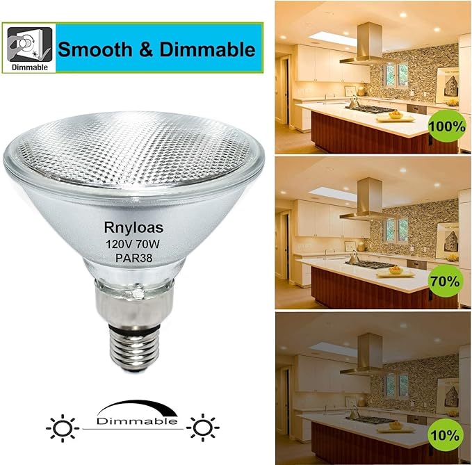 PAR38 Flood Light 70W 120V（80W Equivalent,4 Pack Long Lifespan PAR38 Flood Light Dimmable, High Output 800LM PAR38 Bulb with E26 Base, 2800k Warm White Par38 Lighting Bulb