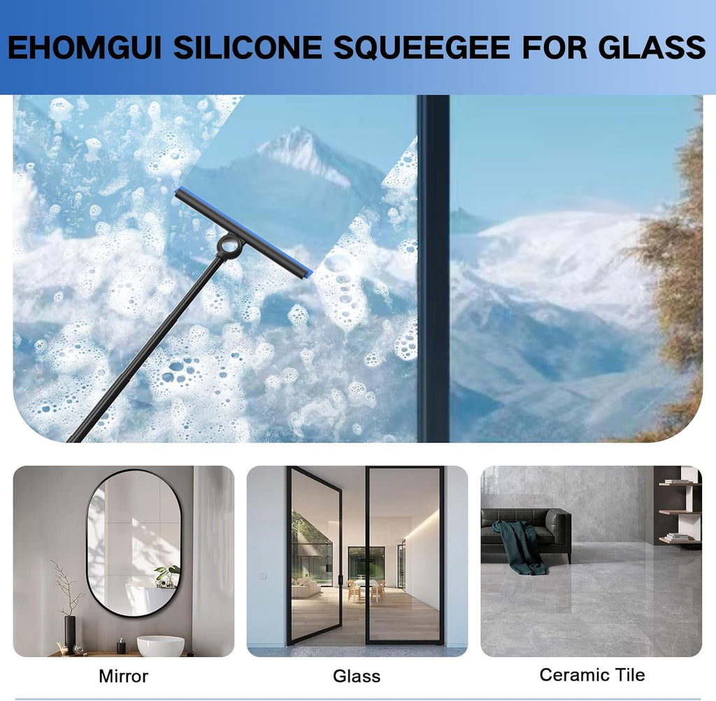 Squeegee for Window Cleaning, Shower Squeegee with Extension Pole, Telescopic Squeegee, Extendable Window Cleaner Tool for Car Windows, Tile Walls, Sliding Door, Shower Glass Door