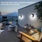 Modern Outdoor Wall Sconces - 2 Pack Minimalist Style Waterproof Wall Mount Lights - 6500K Black Cold Lights - Circular Aluminum