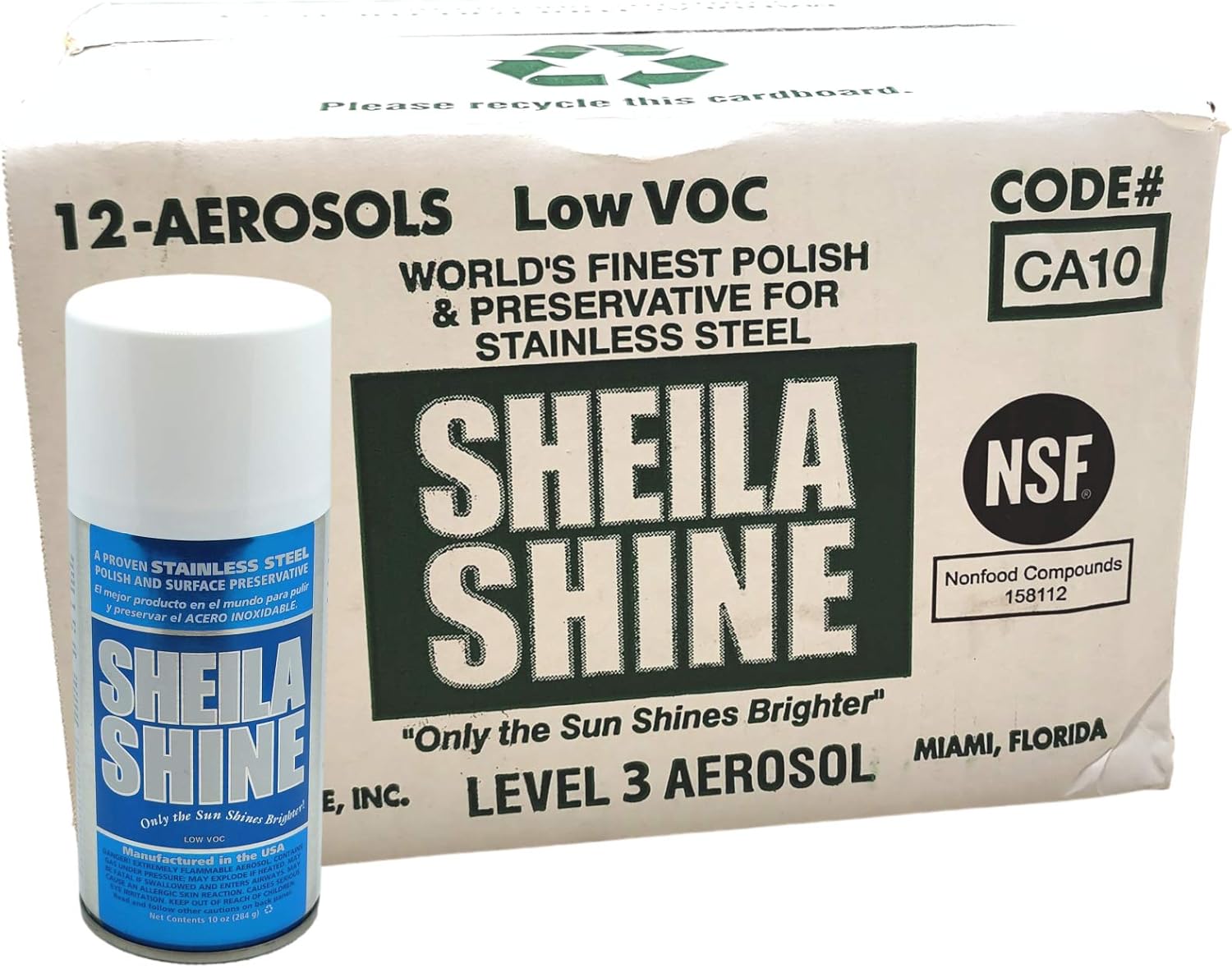 Sheila Shine 12 x 10 Oz. Low Voc Stainless Steel Cleaner and Polish Aerosol Spray, Protects Household Kitchen Surfaces, Removes Residue, Fingerprint, Polish & Leaves a Streak Free Shine for Appliances
