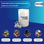 STARDUST Spill Products Starpower D355SP Industrial Degreaser, All Purpose Cleaner 55 Gallon Drum, Includes Empty 32-Ounce Labeled Sprayers for Easy Dilution, Efficient, Safe, Versatile - 4 Case