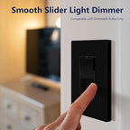 LIDER Dimmer Paddle Switch for Dimmable 300W LED/CFL Lights, 1-Pole or 3-Way, 120 V, Modern Upgrade, UL Listed, Wall Plate Included, Black