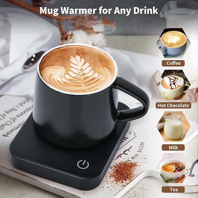 VOBAGA Coffee Mug Warmer, 4 Hours Auto Shut Off Cup Warmer for Office Home Desk Use with 3 Temperature Settings, Electric Beverage Warmer for Cocoa,Tea, Milk, Soup, Gift (No Cup)