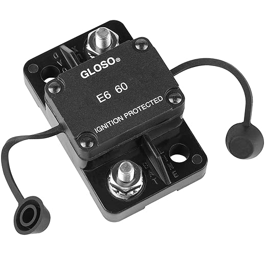 GLOSO Circuit Breaker 60 A E67 Mid Range Mini T1 Auto Reset, Compact Medium IP66, Marine Auto Truck (60 A)