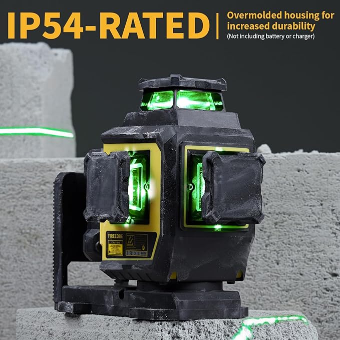 Firecore Laser Level 360 Self Leveling with 60" Tripod, 1/13" High Accuracy, Outdoor Pulse Mode to 197 Ft, Rechargeable Green Cross Line Lazer Leveler Tool for Construction, Home Renovation - F95T-XG