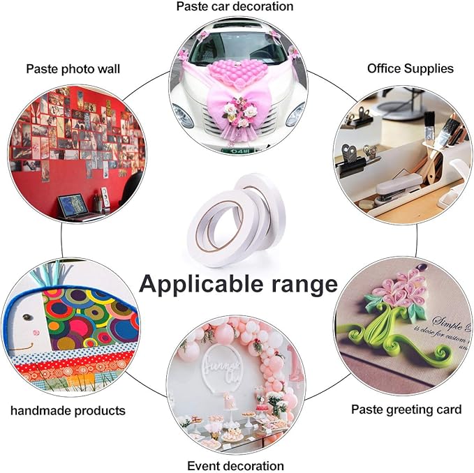 3 Rolls 1/2" Double Sided Tape Clear Double-Sided Adhesive Tape Removable for DIY Arts, Crafts, Scrapbook, Photos Display ect，1/2-Inch x 30 Yards (12.7mm x 27.5m)