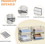 4-Tier Stackable Closet Organizers and Storage Shelves, Clothes Shelf Organizer Basket Bins, Foldable Sweater Storage for Closet Organizer System, Black (Patent Pending)