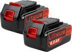 ARyee LB2X4020 6.0Ah 20V Lithium Battery for Black and Decker 20Volt Max LBXR20 LB20 LBX20 LBXR2020 LBX4020 LB2X4020-OPE LBXR20-OPE LBX4020 LST220 Cordless Power Drill Tools (2pcs 20V 6Ah Battery)