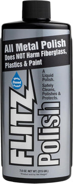 FLITZ Multi Purpose Metal Polish Liquid - 7.6oz USA-Made Tarnish Remover - For Aluminum, Chrome, Brass, Nickel, Silver - Non-Abrasive Cleaner & Restorer - Not for Patina or Electroplated Finishes